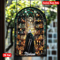 Warrior Library Faux Stained Glass Acrylic Suncatcher - Medieval Window Hanging Decor, Fantasy Book Nook Gift for Him or Her