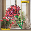 Pink Carnation Acrylic Suncatcher Faux Stained Glass Window Hanging Floral Garden Decor Mother's Day Gift Flower Sun Catcher For Window