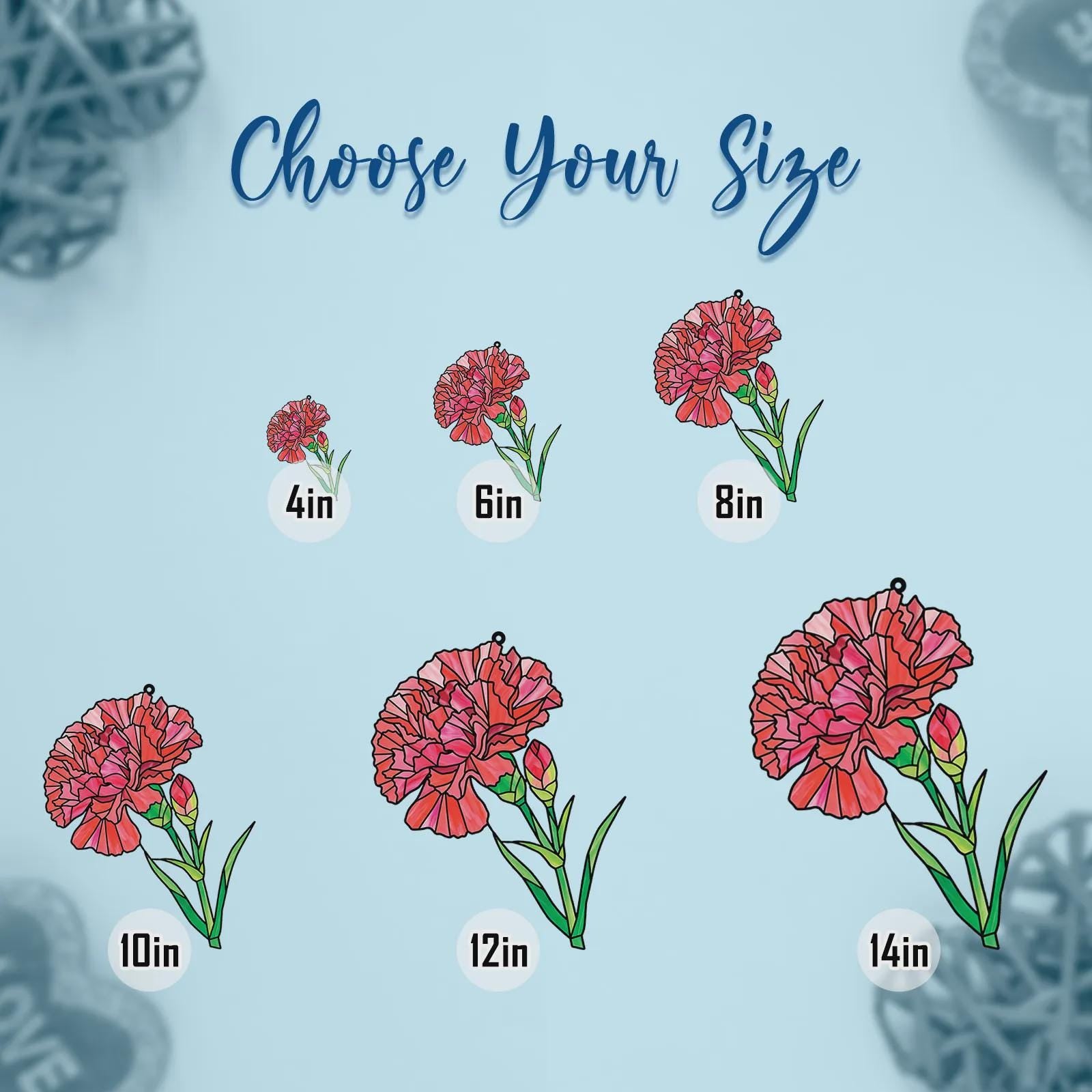 Pink Carnation Acrylic Suncatcher Faux Stained Glass Window Hanging Floral Garden Decor Mother's Day Gift Flower Sun Catcher For Window