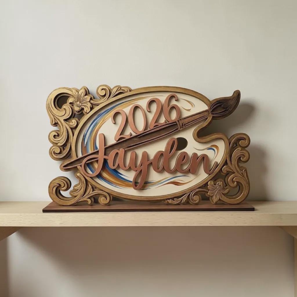 Custom 2026 Graduation Keepsake, Engraved Wooden Artist Palette Sign, Senior Year Art Student Present, High School College Decor