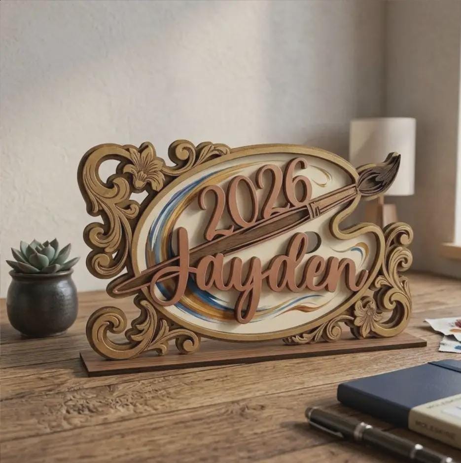 Custom 2026 Graduation Keepsake, Engraved Wooden Artist Palette Sign, Senior Year Art Student Present, High School College Decor