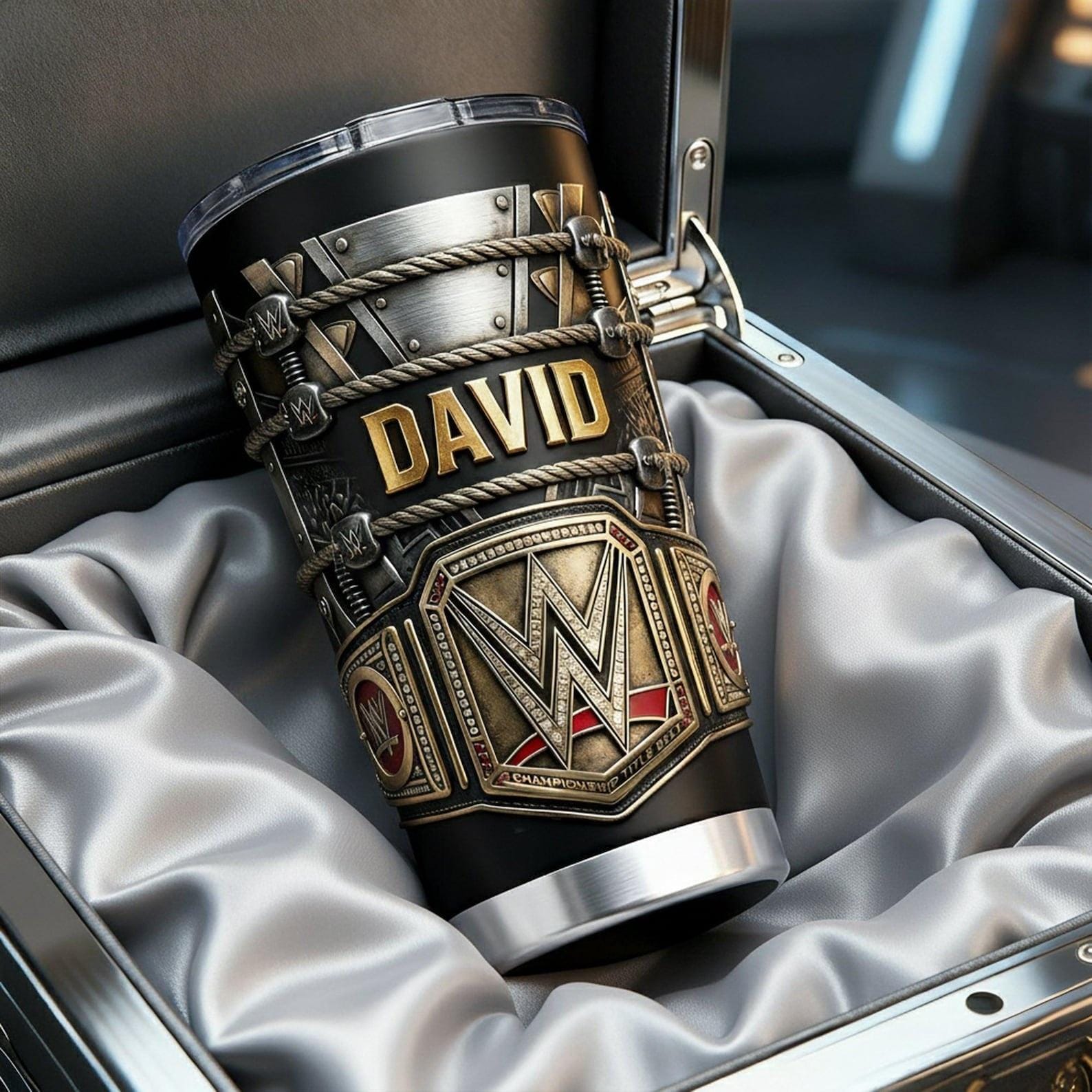 Personalized Wrestling Champion Tumbler, Custom Name WWE Style Belt Cup, Wrestling Fan Gift, Champion Belt Mug, Gift for Wrestling Lovers