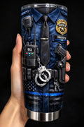 Personalized Police Officer Tumbler with Name Henry, Custom Cop Uniform Cup, Thin Blue Line Mug, Law Enforcement Gift
