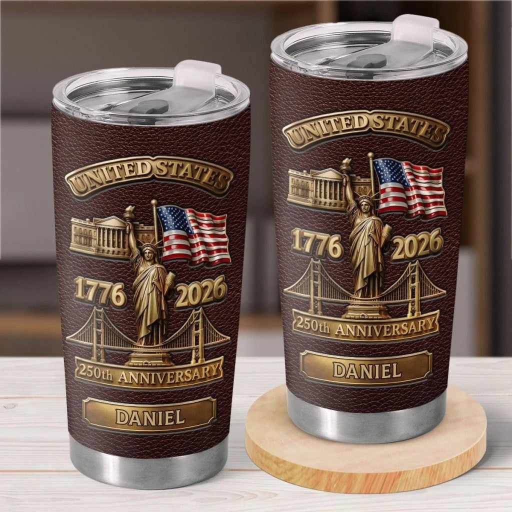 Personalized USA 250th Anniversary Tumbler 1776-2026, United States Patriotic Cup with Name, Statue of Liberty Mug, Independence Day Gift