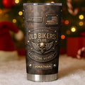 Personalized Old Bikers Club Tumbler 2D Flat, Custom Name Skull Motorcycle Design, Vintage Biker Gift, Lifetime Member Rider Cup