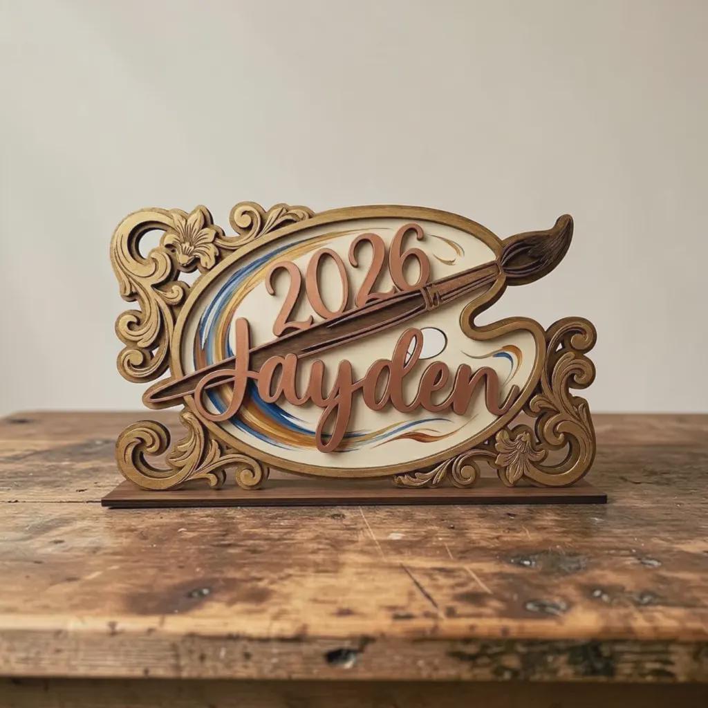 Custom 2026 Graduation Keepsake, Engraved Wooden Artist Palette Sign, Senior Year Art Student Present, High School College Decor