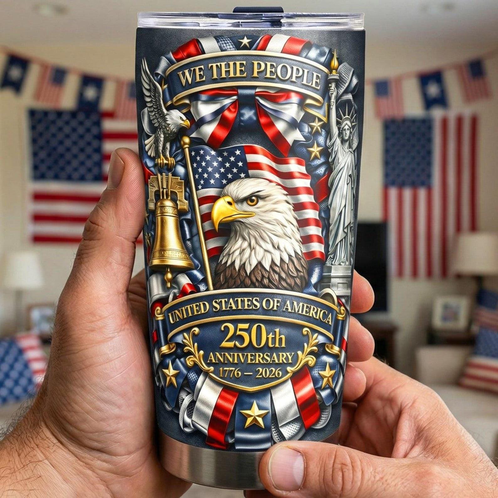 USA 250th Anniversary Tumbler 1776-2026, We The People American Eagle Cup, Patriotic Gift, Independence Day Mug, Fourth of July Tumbler