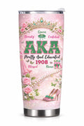 AKA Sorority Tumbler 1908, Alpha Kappa Alpha Gift, Pretty And Educated Cup, Black Girl Magic Mug, Sorority Sister Gift, Pink Green Tumbler
