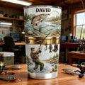 Personalized Fishing Tumbler 2D Flat, Custom Fisherman Gift with Name, Fishing Lover Cup, Angler Gift for Dad, Trout Fishing Mug