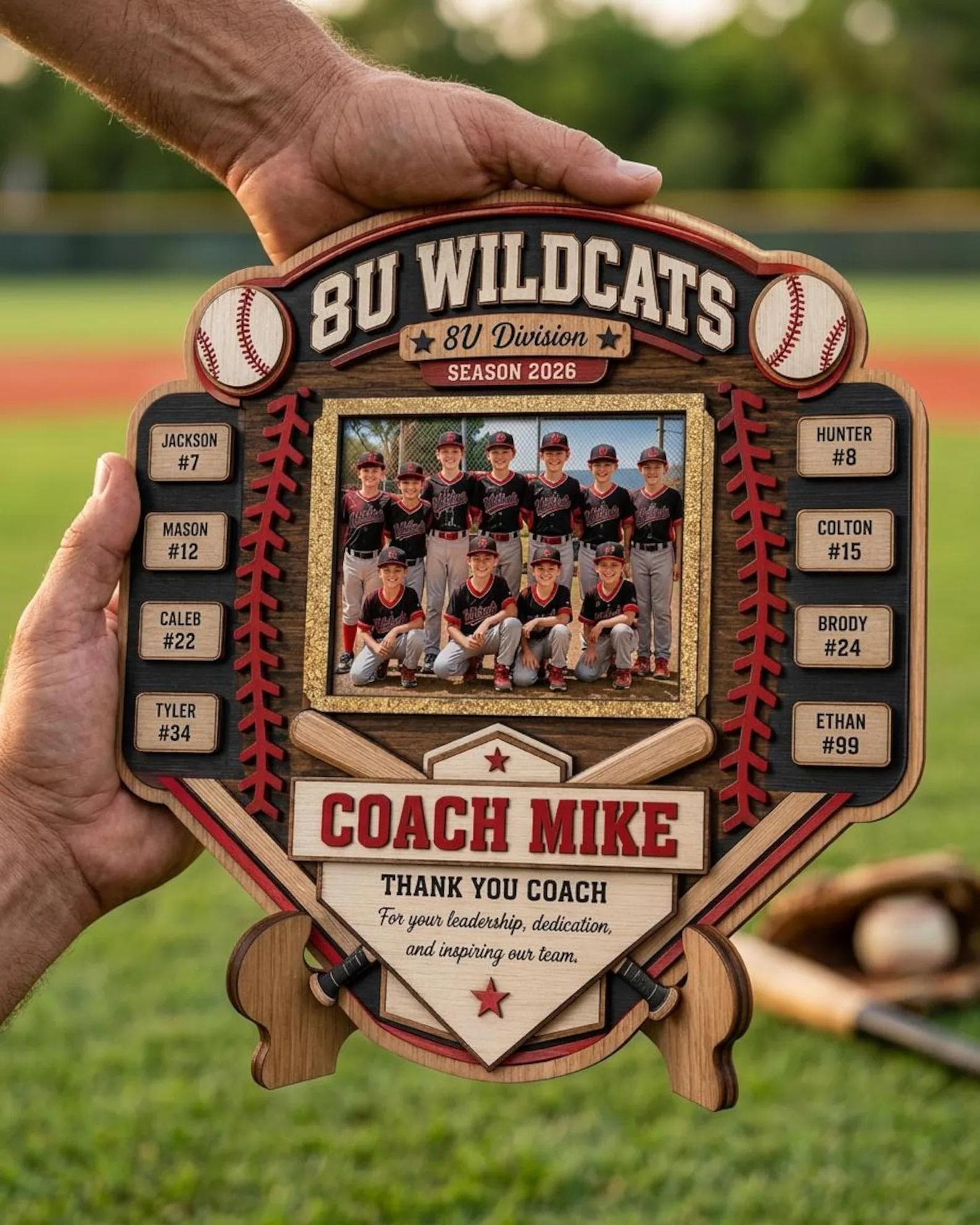 Custom Baseball Team Wooden Sign, Personalized Coach Plaque, Youth Sports Coach Gift, Baseball Shelf Decor