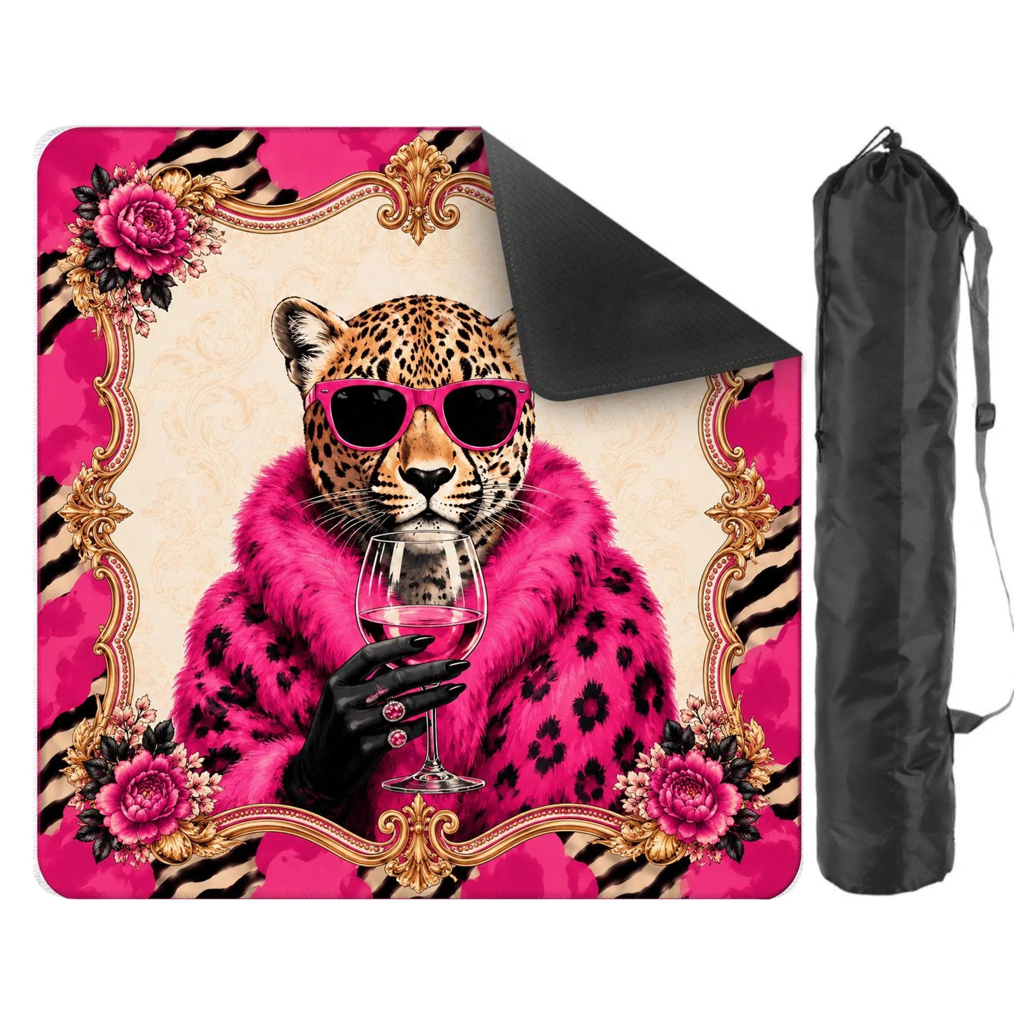 Pink Leopard Mahjong Mat, Glam Cheetah Game Table, Hot Pink Maximalist Accessory