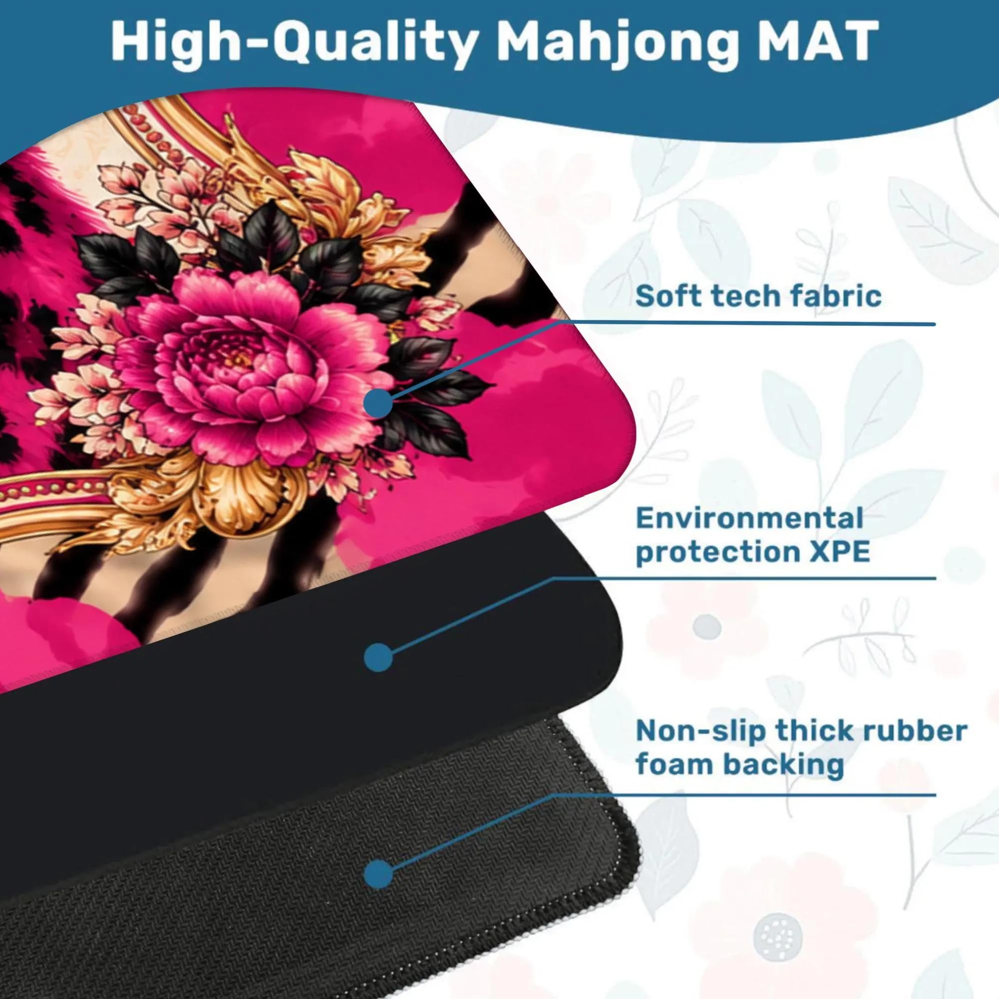 Pink Leopard Mahjong Mat, Glam Cheetah Game Table, Hot Pink Maximalist Accessory