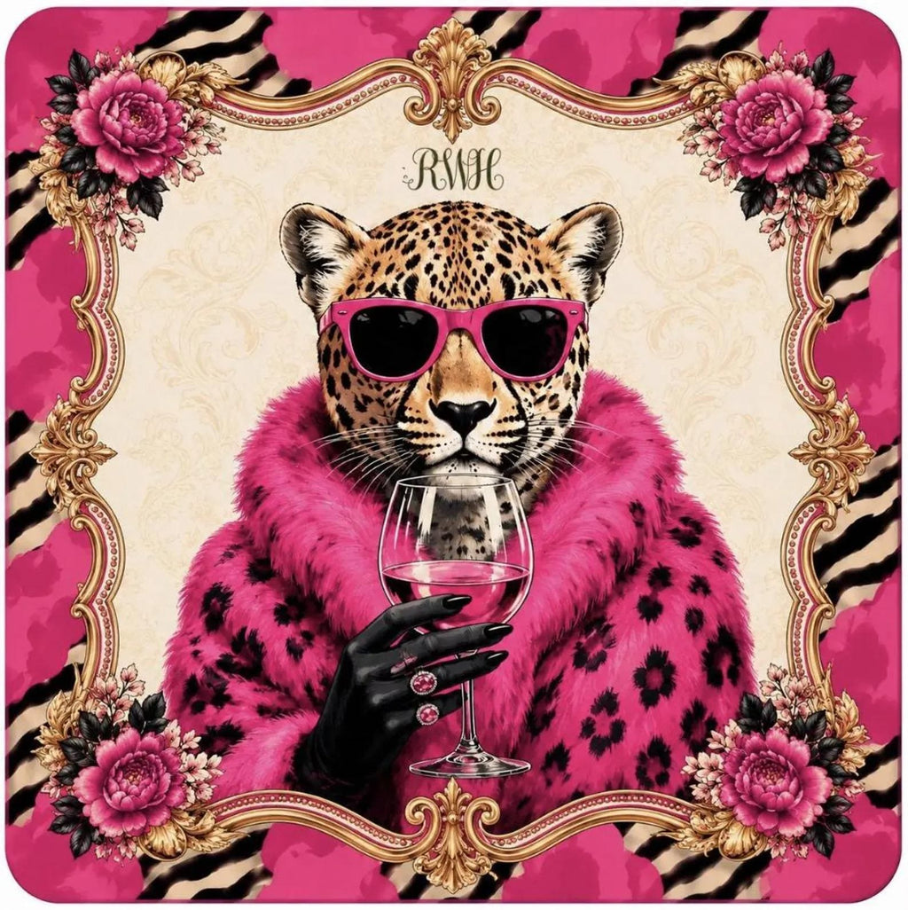 Pink Leopard Mahjong Mat, Glam Cheetah Game Table, Hot Pink Maximalist Accessory