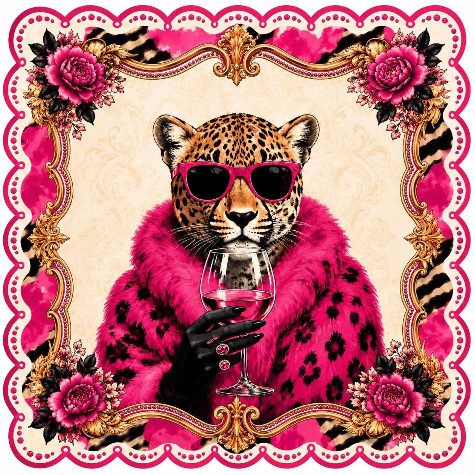Pink Leopard Mahjong Mat, Glam Cheetah Game Table, Hot Pink Maximalist Accessory