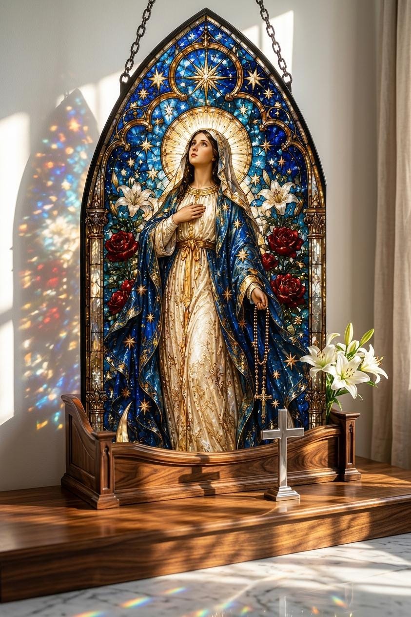 Our Lady Acrylic Suncatcher, Virgin Mary Window Decor, Catholic Home Decor, Religious Gift, Prayer Room Decor