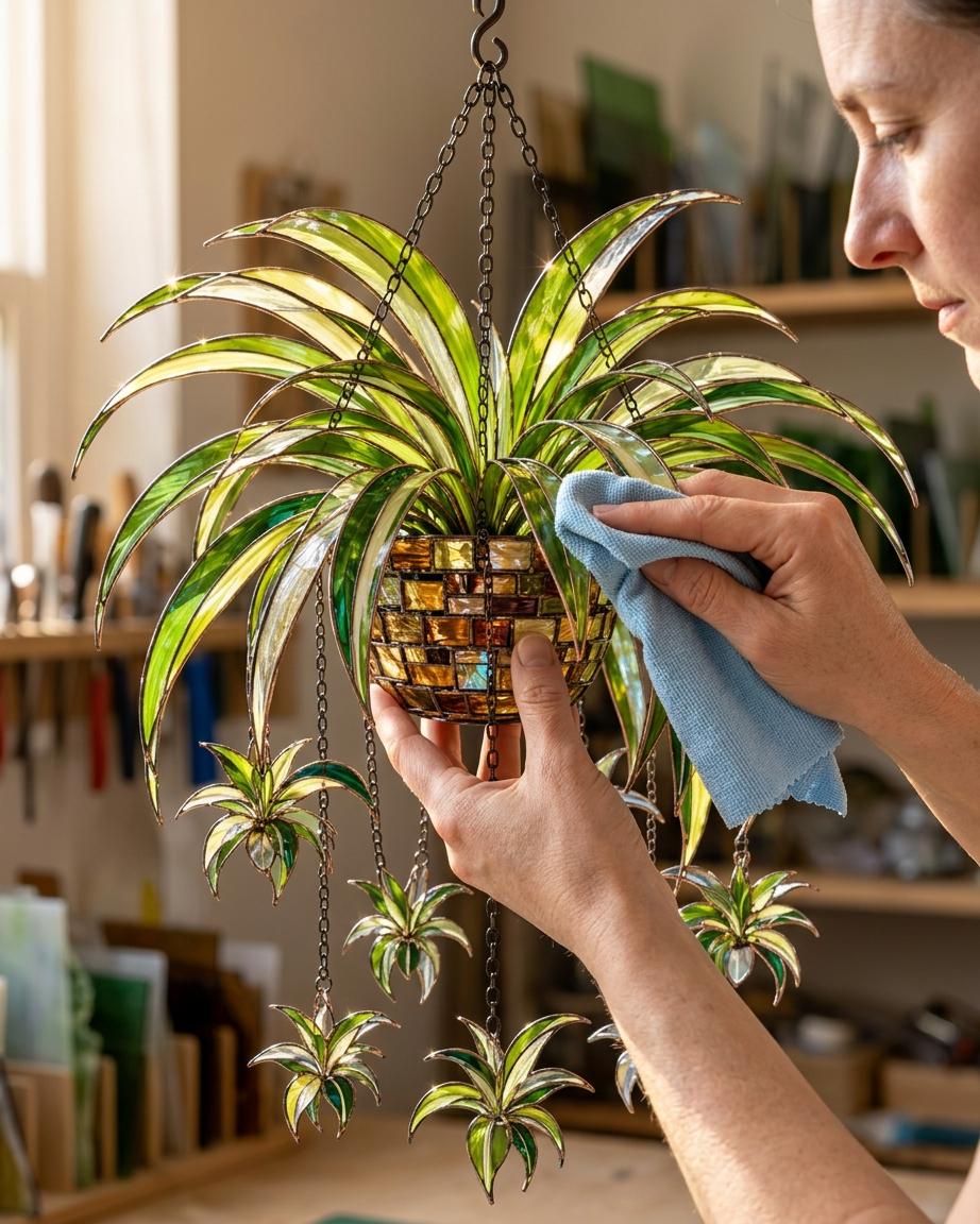 Custom Name Hanging Plant Acrylic Suncatcher, Spider Plant Window Hanging, Personalized Plant Lover Gift