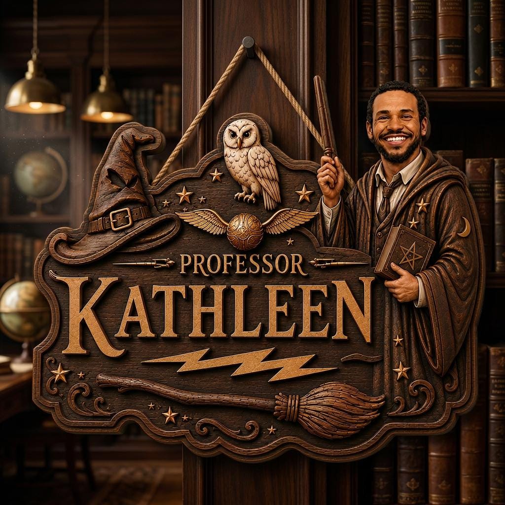 Personalized Wizard Teacher Wooden Sign, Custom Face Professor Door Hanger, Magic School Wood Wall Decor, Teacher Gift