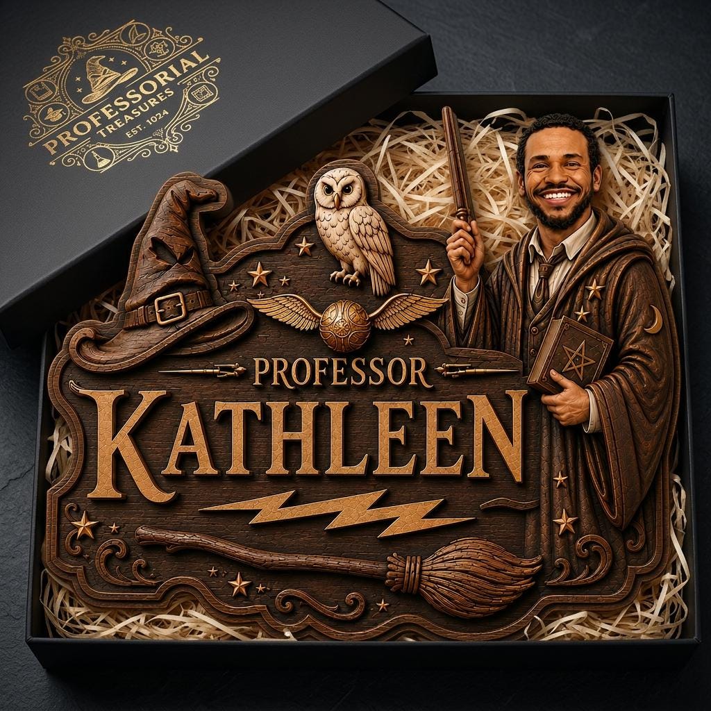 Personalized Wizard Teacher Wooden Sign, Custom Face Professor Door Hanger, Magic School Wood Wall Decor, Teacher Gift