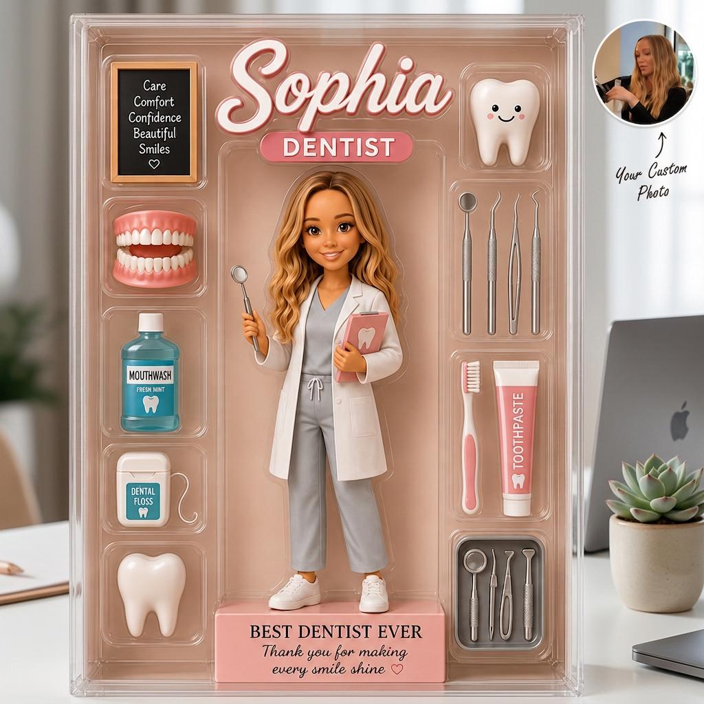 Custom Dentist Acrylic Block With Photo, Personalized Dental Doctor Desk Decor, Best Dentist Ever Gift, Smile Clinic Keepsake