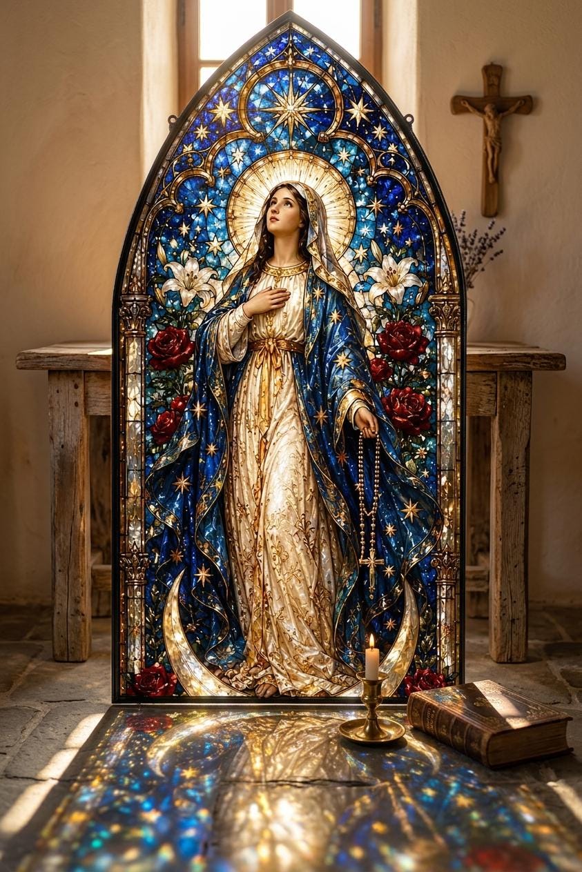 Our Lady Acrylic Suncatcher, Virgin Mary Window Decor, Catholic Home Decor, Religious Gift, Prayer Room Decor