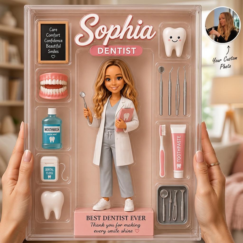 Custom Dentist Acrylic Block With Photo, Personalized Dental Doctor Desk Decor, Best Dentist Ever Gift, Smile Clinic Keepsake