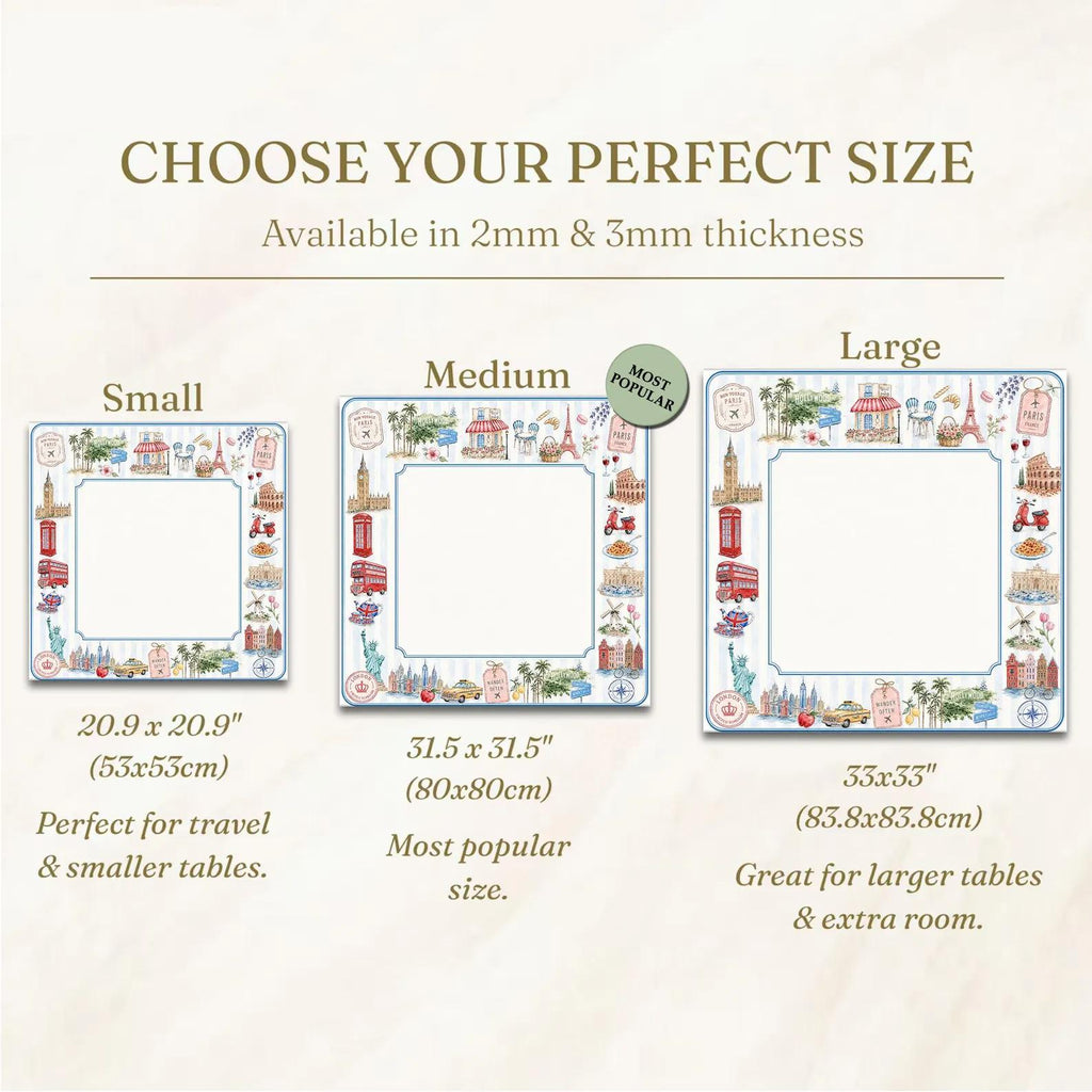 Travel Landmark Mahjong Mat, Paris London Italy Hollywood Game Mat, Vacation Theme Mahjong Table Cover, Gift for Travel Lovers