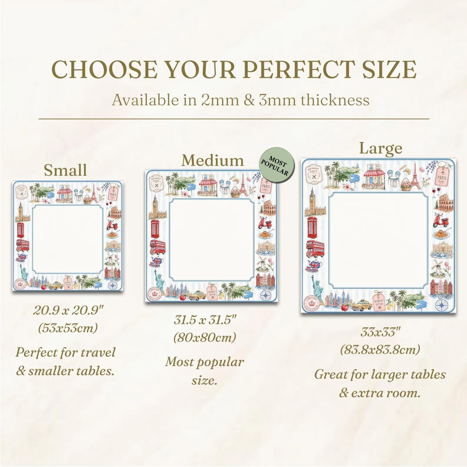 Travel Landmark Mahjong Mat, Paris London Italy Hollywood Game Mat, Vacation Theme Mahjong Table Cover, Gift for Travel Lovers