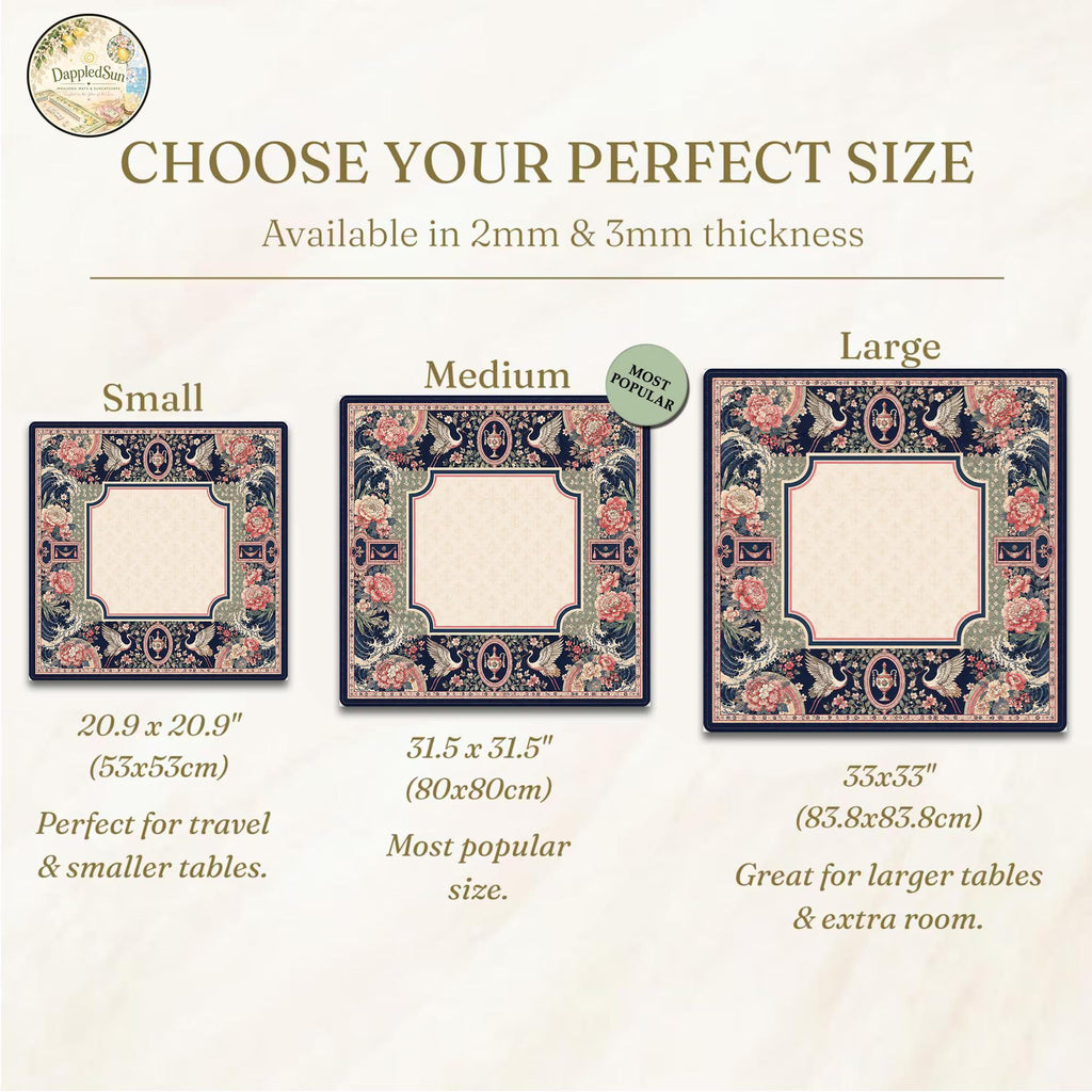 Vintage Chinoiserie Mahjong Mat, Swan & Peony Floral Mahjong Table Cover, Elegant Garden Game Mat, Gift for Mahjong Lovers
