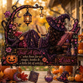 Personalized Witch Faux Stained Glass Acrylic Suncatcher, Custom Name Book Lover Window Decor, Magical Gothic Halloween Gift