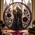 Personalized Gothic Couple Suncatcher, Faux Stained Glass Window Hanging, Custom Names Anniversary Gift, Dark Romance Home Decor