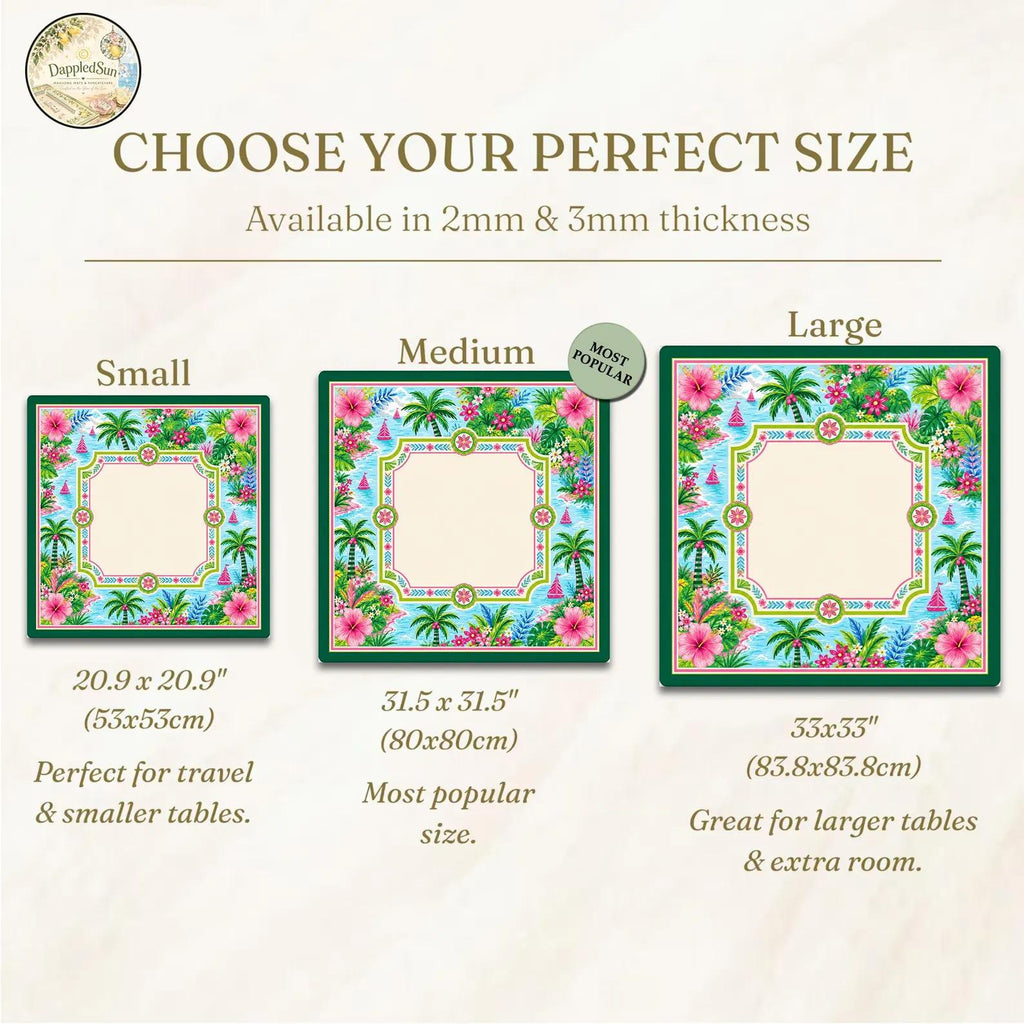 Tropical Mahjong Mat, Palm Tree and Hibiscus Game Table Mat, Colorful Coastal Mahjong Gift, Personalized Mahjong Table Decor